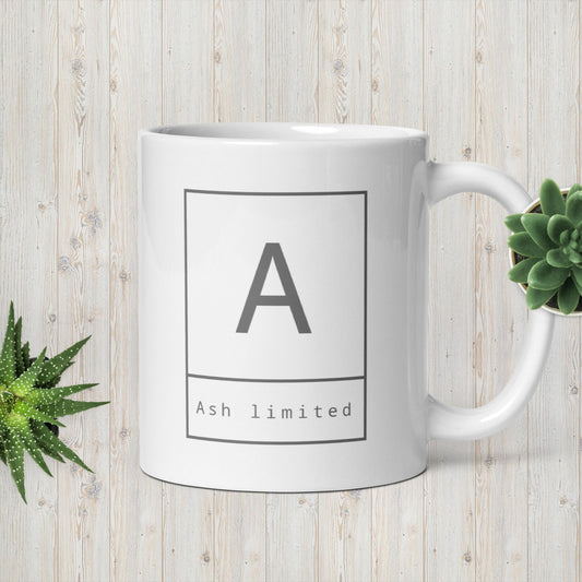 Ash limited White glossy mug