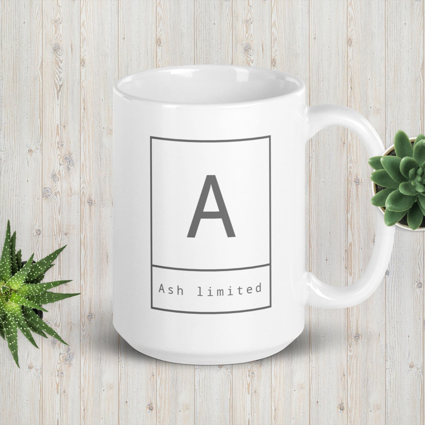 Ash limited White glossy mug